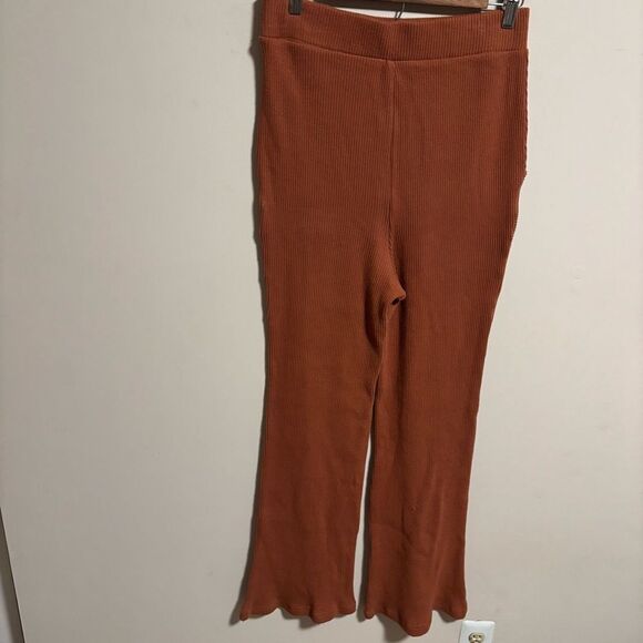 Free People Picnic Sweater Ribbed Flare Lounge Pant Terra Cotta- Size Medium - Picture 6 of 12